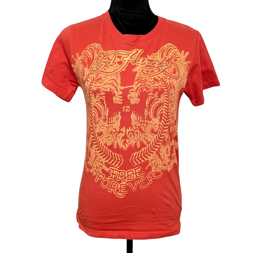 Ed Hardy Graphic Tee Shirt Red Eagle Free Forever Size Medium
